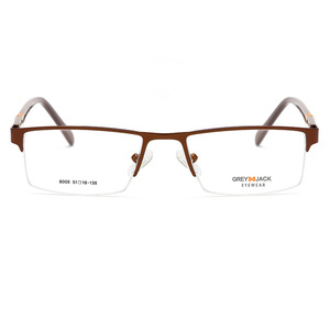 แว่นตาเกรย์แจ็คแบบกึ่งไร้ขอบ 8006 51-18-138 ทรงสี่เหลี่ยมผืนผ้า สำหรับทุกเพศ เลนส์ป้องกันรังสียูวีแบบเรียบ กรอบโลหะ - Product Image 4