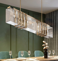 Lampe suspension moderne minimaliste nordique en cristal Lampe de table restaurant de luxe pour hall d'hôtel Lampe de bureau longue bande Lampe de table de bar