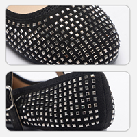 Chaussures de ballerine noires à strass, style Mary Jane, semelle souple, plates, pour filles, printemps & automne, fête, danse