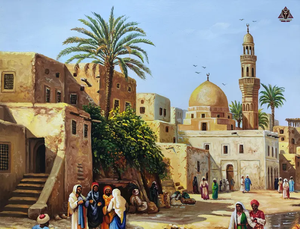 Pintura <span class=keywords><strong>al</strong></span> Óleo Orientalista Abstracta del Siglo XIX, Pueblo Egipcio en las Orillas del Nilo, Paisaje Árabe Islámico Pintado a Mano sobre Lienzo - Product Image 5