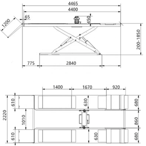 Élévateurs hydrauliques pour voitures à double vérin de type ciseaux ultra-minces, conception populaire de levage à cisaillement, capacité de 5000 kg, Yishun - Product Image 3