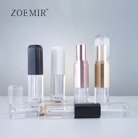 Lipstik cair 2 dalam 1, wadah lipstik dua warna kustom kepala ganda, plastik Lip Gloss tabung 4ml 8ml