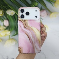 Coque de téléphone en marbre scintillant avec veinure dorée et grande fenêtre transparente, étui de protection pour iPhone 17 Pro Max 16 15 14 13 12 11 7 Samsung