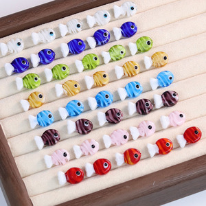 Two-color hand-painted small fish beads, loose beads, glass beads, handmade DIY jewelry accessories, goldfish <b>phone</b> <b>chain</b> beads - Product Image 2