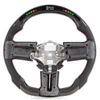 Volant de direction en fibre de carbone véritable à LED avec affichage de la vitesse et du régime moteur, pour Ford Mustang Shelby 2010-2014, fond plat, 3 curseurs