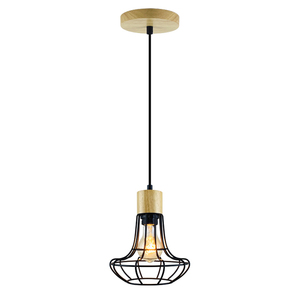 Lampe suspendue en bois Art déco, abat-jour en métal unique et petit, lampe suspendue pour salle à manger, lampe suspendue moderne pour bureau, lampe pour magasin - Product Image 2
