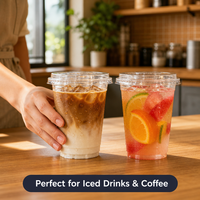 Vente en gros directe d'usine, gobelets en plastique PET jetables avec couvercle, logo personnalisé imprimé, gobelets en plastique pour boissons froides, gobelet en plastique de 12 oz