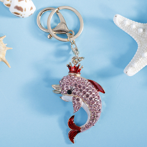 Adorable Dauphin Porte-clés Mode Métal Couronne Décoré Dessin Animé Animal Porte-clés 3D Forme <span class=keywords><strong>EASYA</strong></span> Marque pour Sac Décoration Cadeaux - Product Image 2