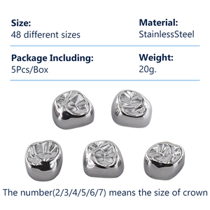 Corona dentale per bambini denti molari primari 1 ° 2 ° in acciaio inox pediatrico temporaneo corone dentista per la parte superiore/inferiore sinistra/destra - Product Image 5