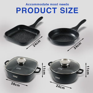 Winning Star 4-Piece Non-Stick Cookware <b>Set</b> With Lids For Frying Boiling And Hot <b>Pot</b> Use - Product Image 3