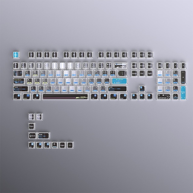 Double Crystal Keycap Galaxy Grey Shadow 115Keys MDA Profile Transparent Keycap Set Doubleshot for 60/65/75/80/98/100% Keyboard