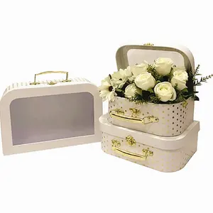 Üretici toptan anneler günü, sevgililer günü 3 set zarif hediye çiçek kutusu karton kollu kutu