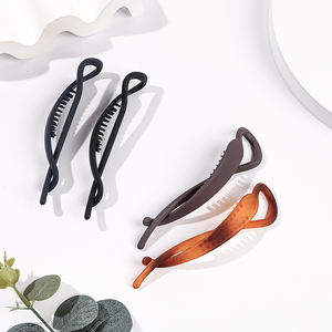 Coréen Vintage Banane Mat Pinces À <span class=keywords><strong>Cheveux</strong></span> Griffe Fille En Plastique Barrette <span class=keywords><strong>Crabe</strong></span> Griffes Vertical Queue De Cheval Femmes Filles Accessoires De <span class=keywords><strong>Cheveux</strong></span> - Product Image 4