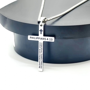 कस्टम ठीक क्रॉस गहने थोक ईसाई धार्मिक बाइबिल विश्वास आधारित स्टेनलेस स्टील फैशन पेलेंट पुरुषों के लिए - Product Image 2