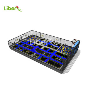 Parc de trampolines intérieur commercial Liben, taille personnalisable, zones de saut libre, fosses à mousse, paniers de basket-ball, acier inoxydable, plastique - Product Image 2