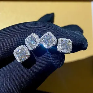 Bán Buôn VVS Moissanite Vòng Cắt Kim Cương Nhà Máy Giá Bông Tai Hoop Stud Bông Tai Người Đàn Ông Phụ Nữ