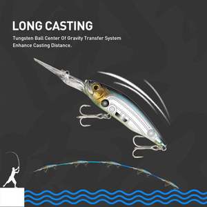 Leurre suspendu méné à longues lèvres pour saumon poisson d'eau douce Tilapia pour rivière lac ruisseau <span class=keywords><strong>pêche</strong></span> pour sandre marlin ABS métal - Product Image 4