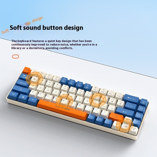 Wireless Mechanical Keyboard 68 Keys RGB Hot Swappable Red Switch Compact Gaming Keyboard Colorful Split Design OEM Office