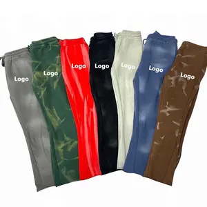 OEM tùy chỉnh thời trang dạo phố bùng Sweatpants cotton lông cừu bùng theo dõi Quần người đàn ông Jogger quần Sun Faded rửa Flare mồ hôi Quần người đàn ông