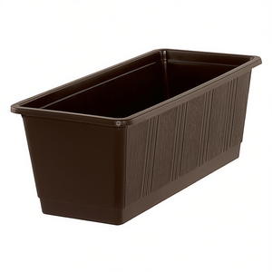 Standard Flower <b>Box</b> 10 Pack Brown Plastic <b>Planter</b> For Outdoor Garden Use - Product Image 2