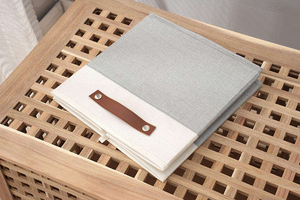 Panier de rangement pliable écologique en coton et lin avec panneau en PP et cadre en acier épaissi, lavable, pour cadeaux de bienvenue - Product Image 3