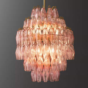 Lampadari Americani in Vetro di Murano Rosa per Cameretta Bambini Soggiorno Industriale Moderno <span class=keywords><strong>Lampadario</strong></span> in Rame e Vetro Soffiato a Mano - Product Image 2