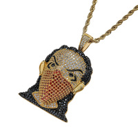 Kalung Liontin Wanita Bertopeng Grosir dengan Micro Pave CZ Perhiasan Hip Hop