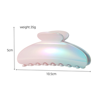 Pince à cheveux en plastique grande taille, légère, faite à la main, avec sequins et rivets, design requin, rose crémeux, pour usage quotidien