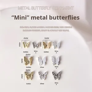 20 Piezas de Adornos de Uñas 3D con Forma de Mariposa, Aleación de Oro y Plata, Estilo Japonés, Decoraciones para Arte de Uñas - Product Image 5