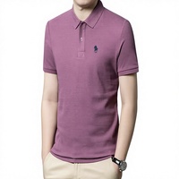 Chemise Classique de Luxe Personnalisée pour Homme - Séchage Rapide, Manches Courtes, Motif Floral Brodé, Tissu en Coton Piqué Tricoté Doux et Respirant