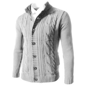 Winter Men's Nylon/Acrylic <strong>Cardigan</strong> <strong>Sweater</strong> with Single Button Closure Custom Logo in Stock - Product Image 2