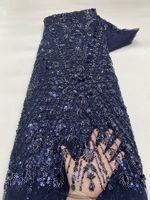 NI.AI Nouvelle Arrivée Tissu en Dentelle Brodé de Fleurs Scintillantes et de Perles, Tulle Brodé pour Fêtes