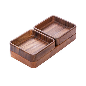 Wooden <b>Storage</b> <b>Tray</b> Rectangle 2 Compartment Desktop Organizer For Tea Coffee Cosmetic Fruit Serving - Product Image 5
