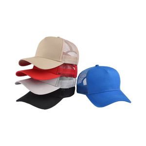 Casquette en maille à cinq panneaux 100 % coton de haute qualité en gros, disponible près de chez vous - Product Image 5