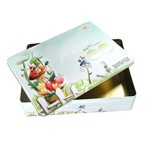 Cao cấp hình chữ nhật tinplate hộp với kỳ quái cổ tích vườn Thiết kế biểu tượng tùy chỉnh Cmyk 4 màu in cho Cookies quà tặng bao bì - Product Image 2