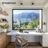 Fenêtre panoramique en aluminium mince et étroite, longue et haute, du sol au plafond, non ouvrante, pour escalier