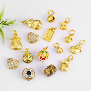 Gold-Colored Mythical Beast <b>Lucky</b> Bag Pendant With Six Character Mantra Spacer Beads For DIY Jewelry <b>Bracelet</b> Necklace - Product Image 1