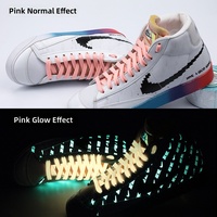 Tali Sepatu Datar Menyala dalam Gelap, Tali Sepatu Berpola Bunga Mete Fluoresen Keren untuk Sepatu Sneakers