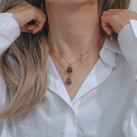 Collier avec pendentif carré en zircon Dreamshow, bijoux pour couple, collier avec pendentif en zircon cubique pour femmes