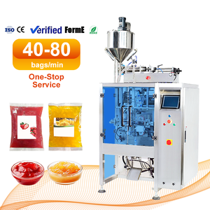 Machine d'emballage verticale automatique haute vitesse pour sachets de confiture d'ananas et de fraises, remplissage, emballage et scellage de sachets alimentaires - Product Image 1