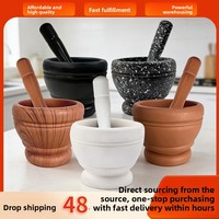 Écraseur d'ail multifonctionnel de style classique pour la cuisine domestique, outil de broyage d'épices et d'ail, mortier en plastique pour la préparation de pâte d'ail