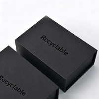 Boîte cadeau en carton rigide pliable biodégradable noire avec logo personnalisé, fermeture magnétique, haute résistance, gaufrage haut de gamme