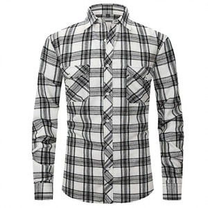 Camisa de Manga Larga a Cuadros, Corte Slim Fit, Casual, Primavera, Ecológica, Transpirable, Antiarrugas, Teñida con Hilo, Antireducción, con Doble Bolsillo - Product Image 2