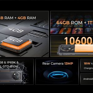 Smartphone robuste Oukitel WP28E 4+64 Go Android 14, appareil photo arrière 13 MP, batterie 10600 mAh, charge rapide 18 W, écran 6,52 pouces, téléphone mobile Oukitel - Product Image 5