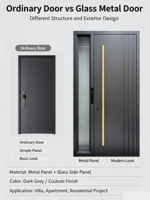 Portes battantes de sécurité professionnelles américaines personnalisées en alliage d'aluminium double, étanches, pour l'extérieur, pour la maison