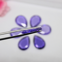 2 pierres synthétiques CZ violettes en forme de poire à facettes plates