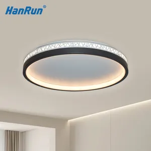 Iron Home Decorative Small Slim Black Lamp Fixture 3CCT Adjustable Modern Surface Mounted Bedroom Living Room Led Ceiling Light