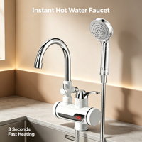 Robinet intelligent électrique vertical en acier inoxydable à chauffage instantané avec affichage LED, poignée latérale, commande manuelle, 110V, pour camping-car et usage domestique, IPX4