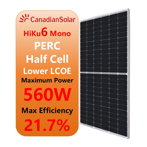 Kanadisches <span class=keywords><strong>HiKu6</strong></span> Lower Levelized Energy Hochleistungsfähiges PERC Photovoltaik-Monokristallines 550-Watt 550W 560W Solarpanel - Product Image 1