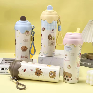 Cartoon Adorable Stainless Steel Ladies Water Cup Handheld Cup Student Water <b>Bottle</b> <b>Straw</b> Children's Cup 600ML - Product Image 6